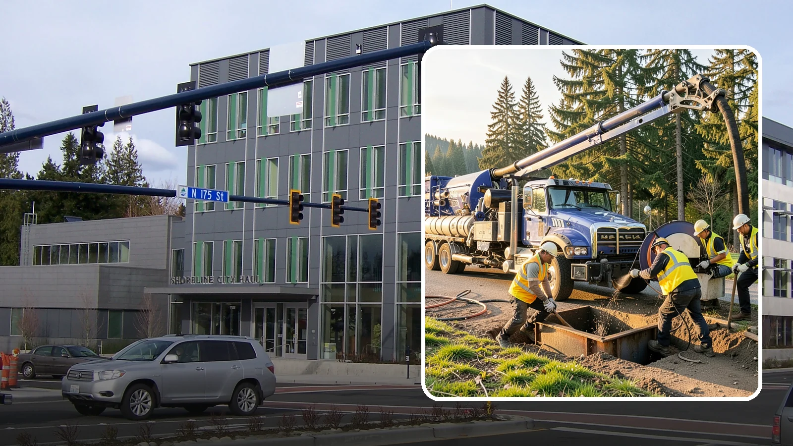 Catch Basin Cleaning in Shoreline, King County, WA - Catch basin cleaning and sump cleanout that restores storm system capacity and meets NPDES maintenance standards.