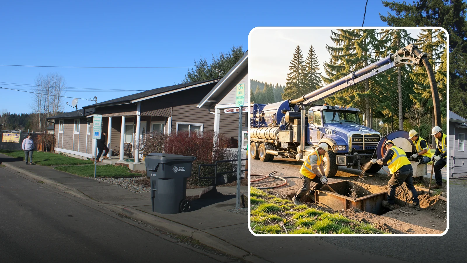 Catch Basin Cleaning in South Prairie, Pierce County, WA - Catch basin cleaning and sump cleanout that restores storm system capacity and meets NPDES maintenance standards.