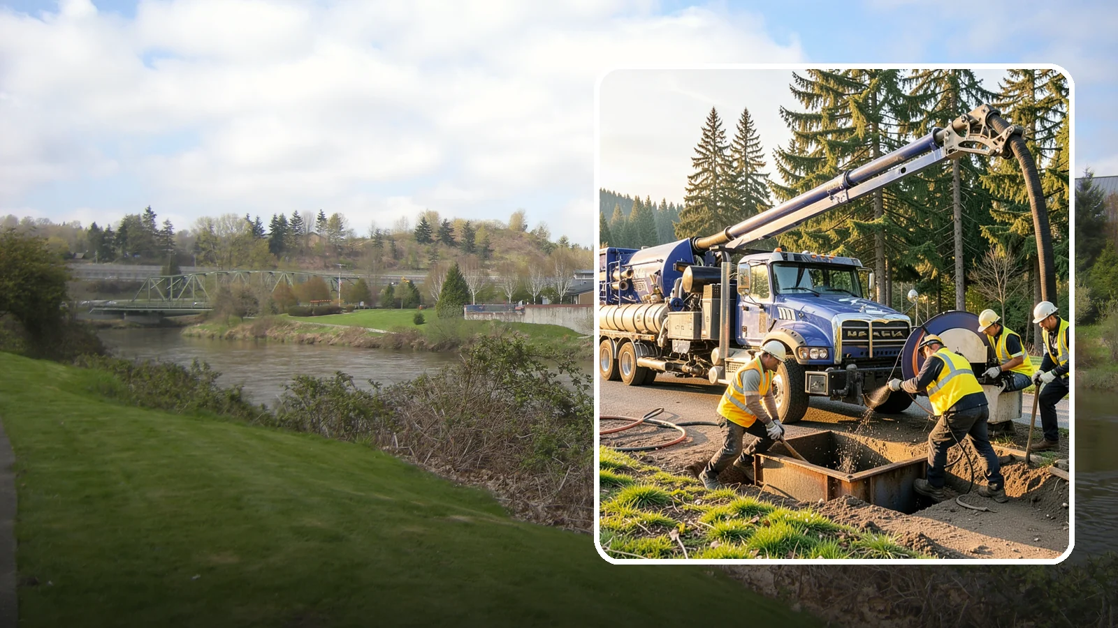 Catch Basin Cleaning in Tukwila, King County, WA - Catch basin cleaning and sump cleanout that restores storm system capacity and meets NPDES maintenance standards.