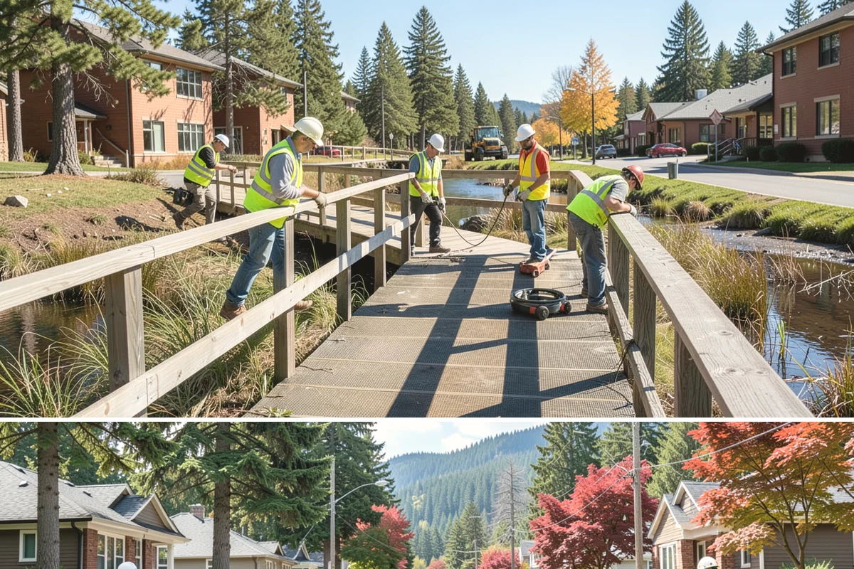 Catch Basin Maintenance in Hunts Point, King County, WA - Cleaning is prioritized in late summer and early fall to restore capacity before the region's heavy October-through-March rains.