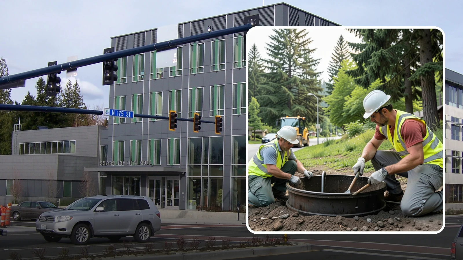 Catch Basin Maintenance in Shoreline, King County, WA - Inspection and cleaning of catch basins to maintain capacity and meet stormwater permit requirements.