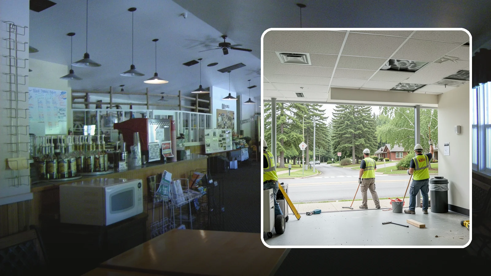 Ceiling Tile Replacement in Black Diamond, King County, WA - Suspended ceiling tile and grid replacement that refreshes public interiors and restores fire ratings.