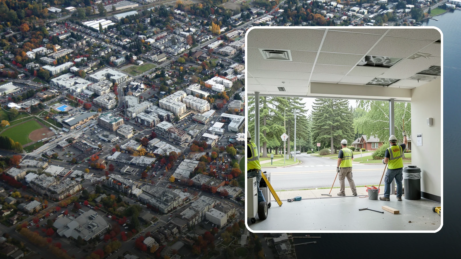 Ceiling Tile Replacement in Kirkland, King County, WA - Suspended ceiling tile and grid replacement that refreshes public interiors and restores fire ratings.