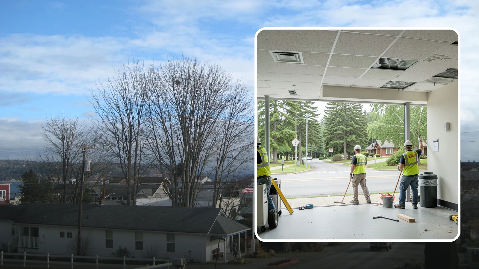 Ceiling Tile Replacement in Langley, Island County, WA - Suspended ceiling tile and grid replacement that refreshes public interiors and restores fire ratings.