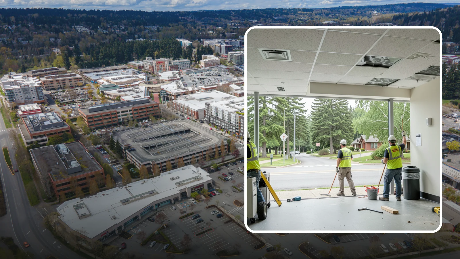 Ceiling Tile Replacement in Redmond, King County, WA - Suspended ceiling tile and grid replacement that refreshes public interiors and restores fire ratings.