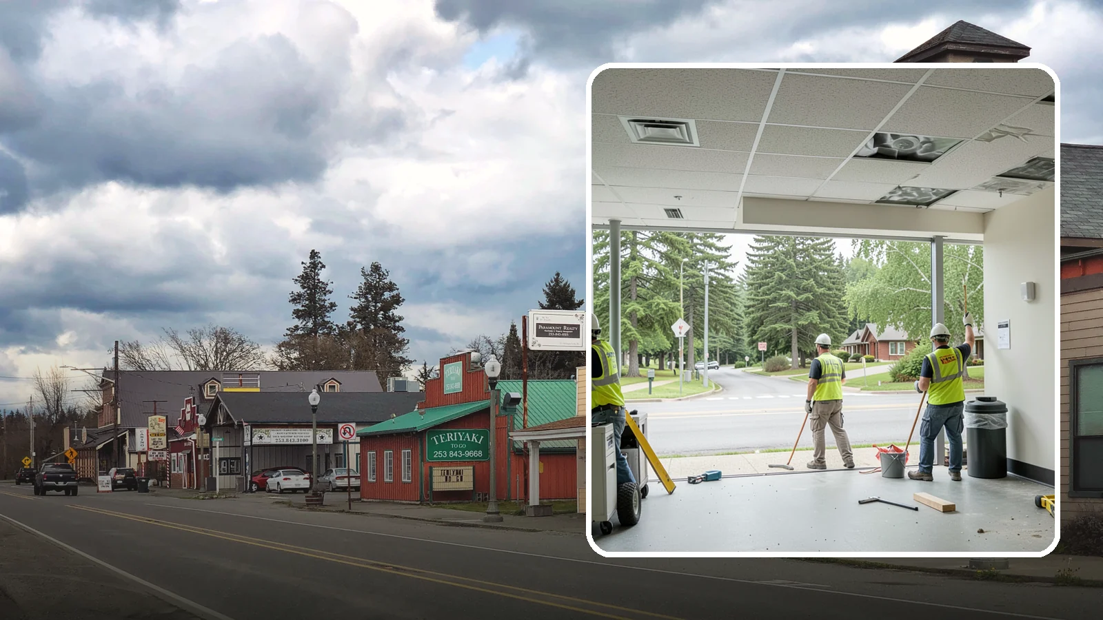 Ceiling Tile Replacement in Roy, Pierce County, WA - Suspended ceiling tile and grid replacement that refreshes public interiors and restores fire ratings.