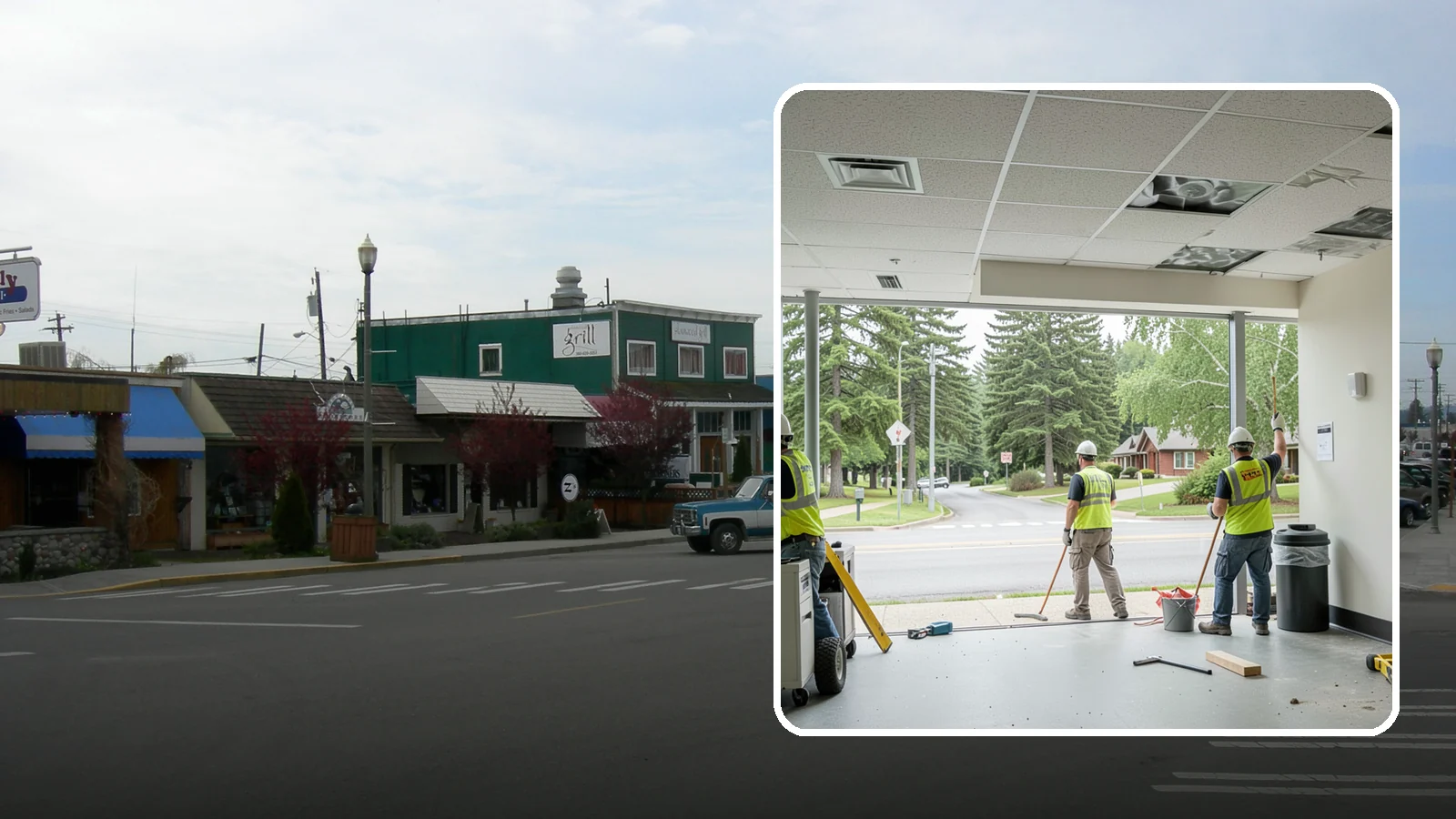 Ceiling Tile Replacement in Stanwood, Snohomish County, WA - Suspended ceiling tile and grid replacement that refreshes public interiors and restores fire ratings.
