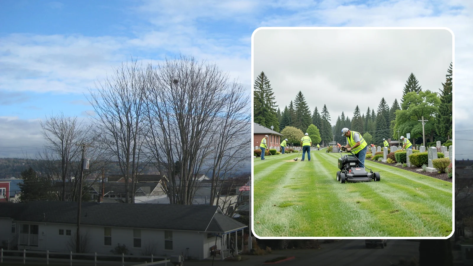 Cemetery Grounds Maintenance in Langley, Island County, WA - Respectful grounds maintenance for municipal and district cemeteries across Western Washington.