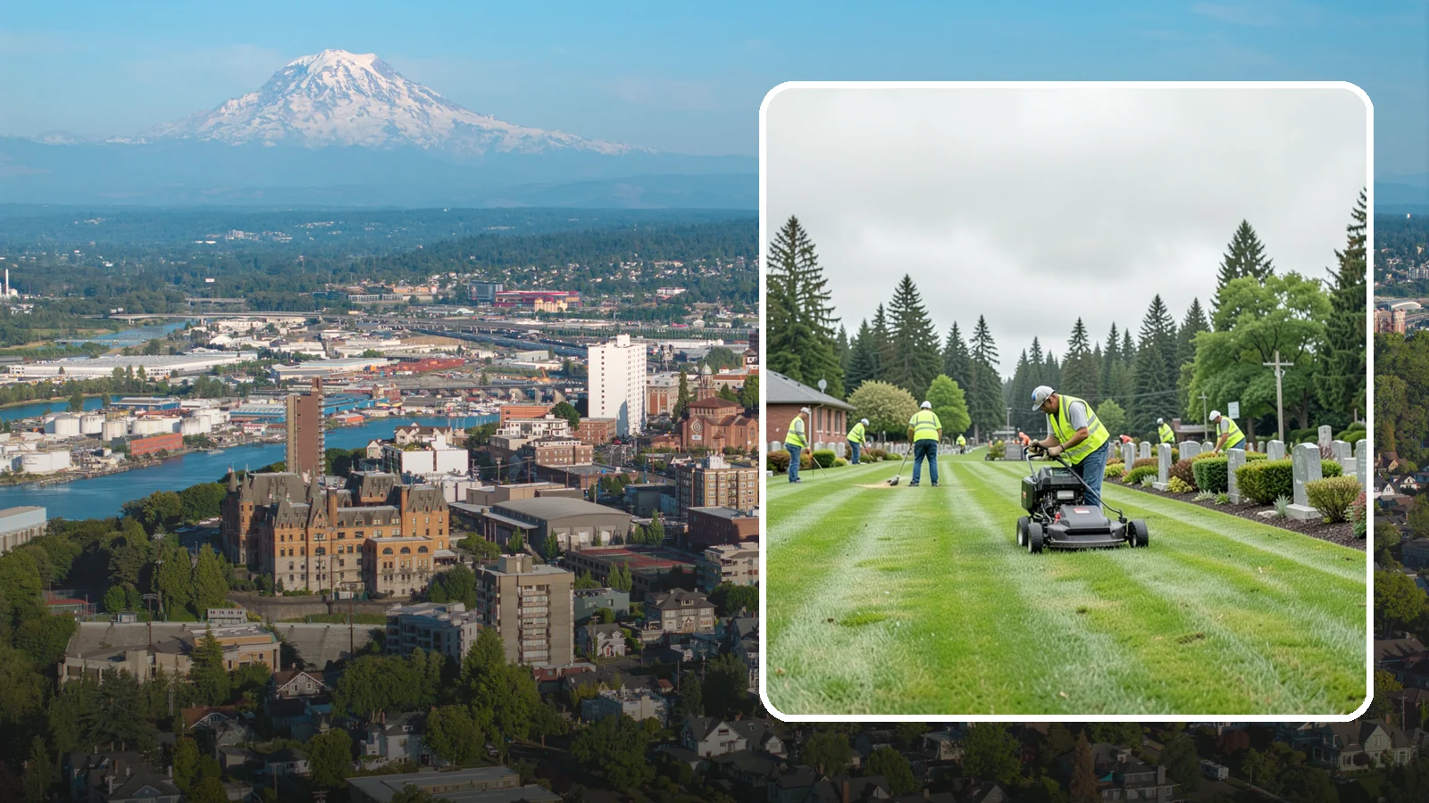 Cemetery Grounds Maintenance in Tacoma, Pierce County, WA - Respectful grounds maintenance for municipal and district cemeteries across Western Washington.