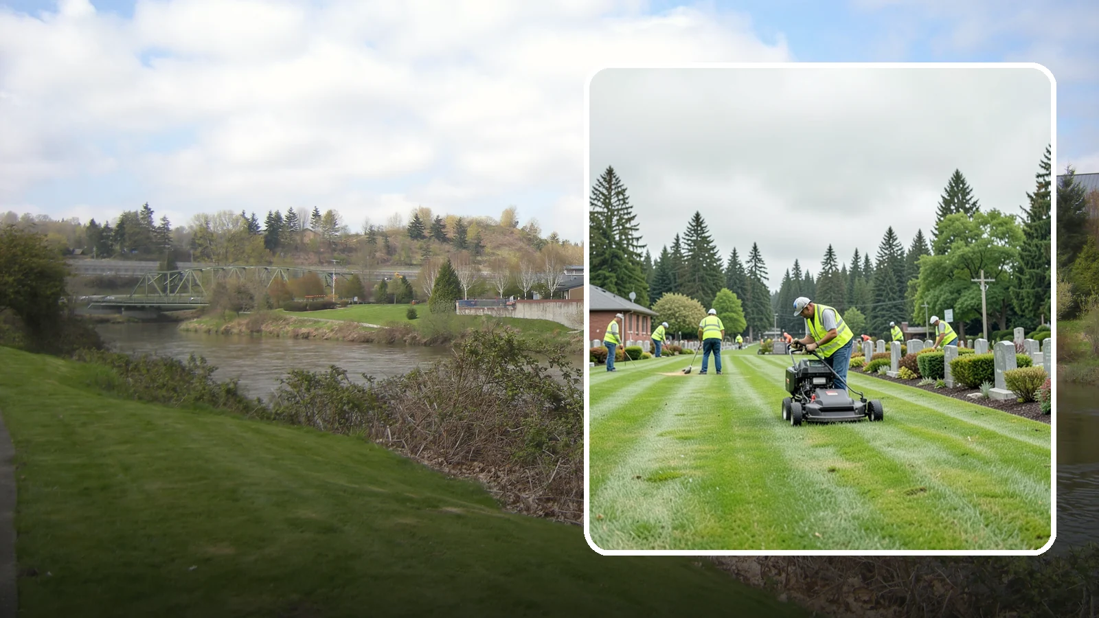 Cemetery Grounds Maintenance in Tukwila, King County, WA - Respectful grounds maintenance for municipal and district cemeteries across Western Washington.