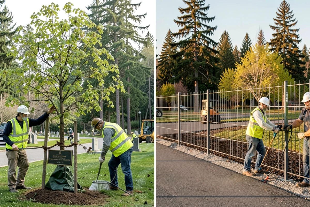 Cemetery Turf Maintenance in Lakewood, Pierce County, WA - Map marker types and turf zones across the grounds