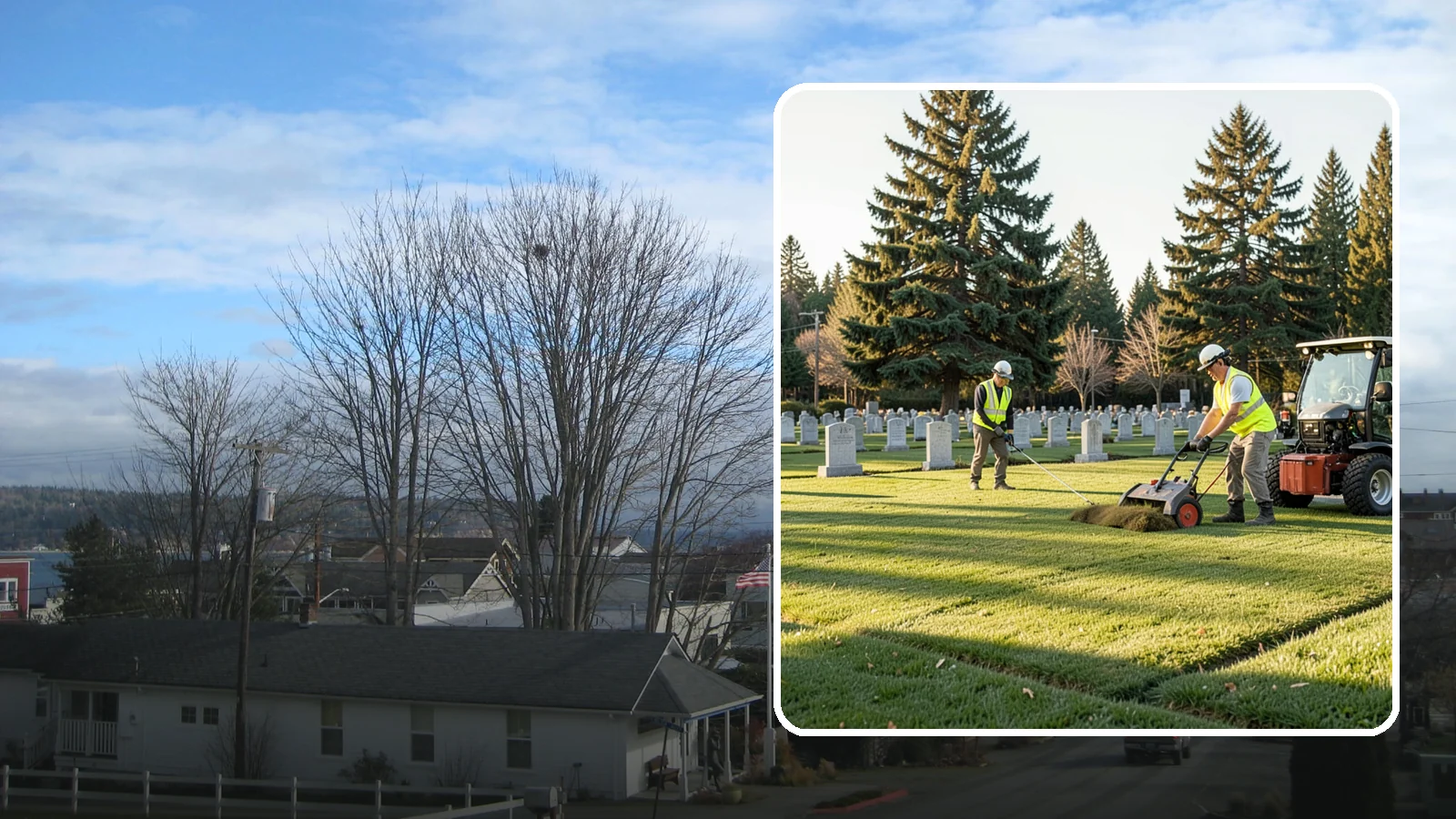 Cemetery Turf Maintenance in Langley, Island County, WA - Dignified turf care for cemetery lawns and burial grounds across Western Washington.