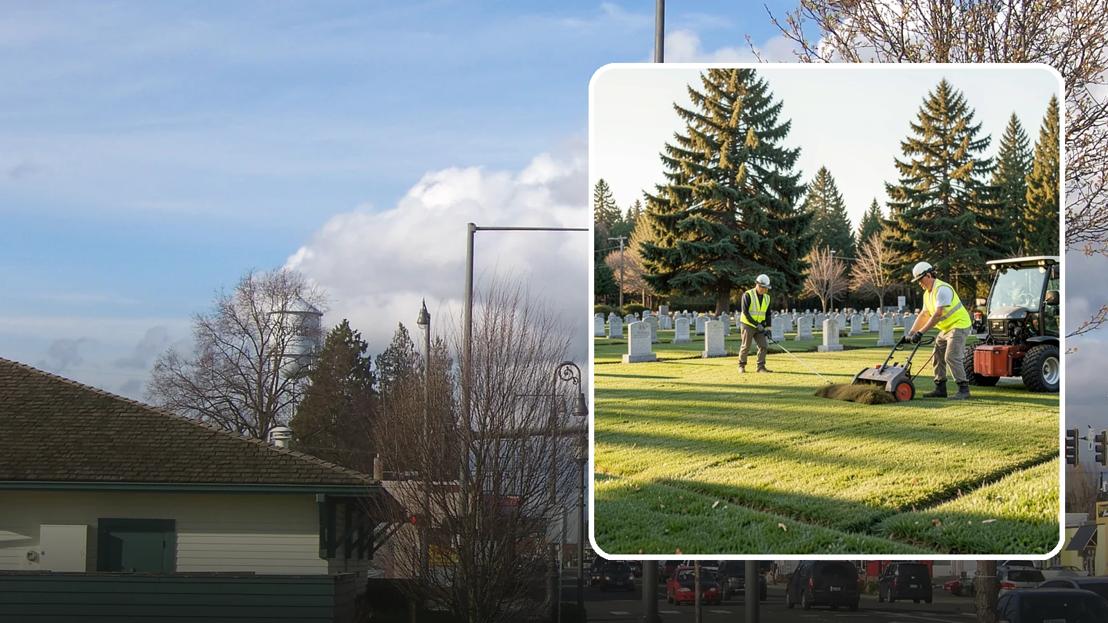 Cemetery Turf Maintenance in Marysville, Snohomish County, WA - Dignified turf care for cemetery lawns and burial grounds across Western Washington.