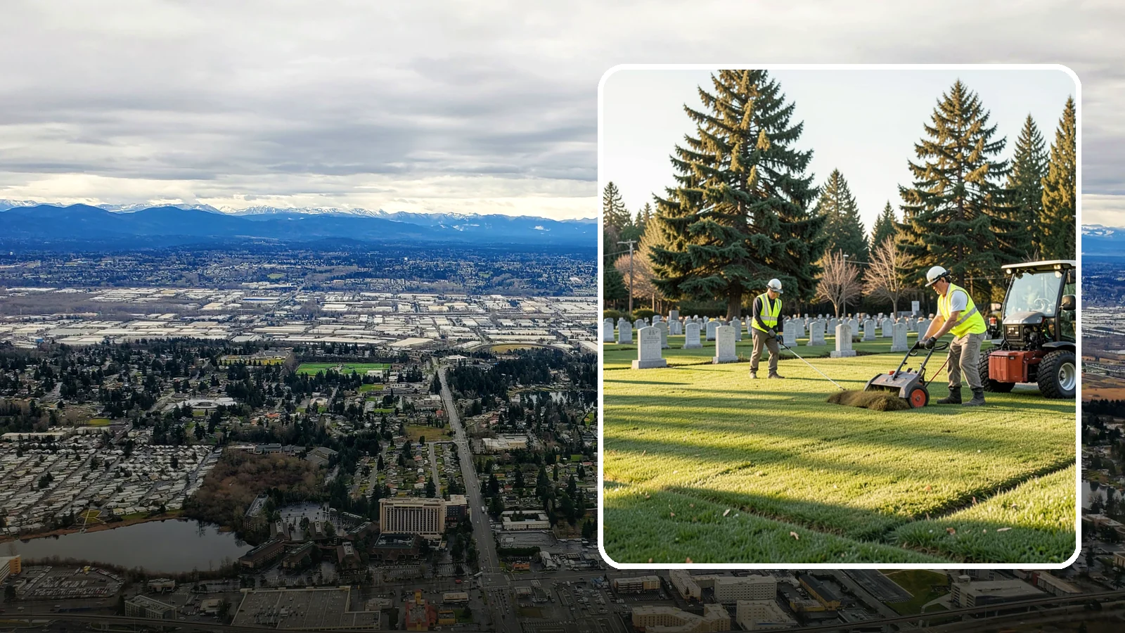 Cemetery Turf Maintenance in SeaTac, King County, WA - Dignified turf care for cemetery lawns and burial grounds across Western Washington.