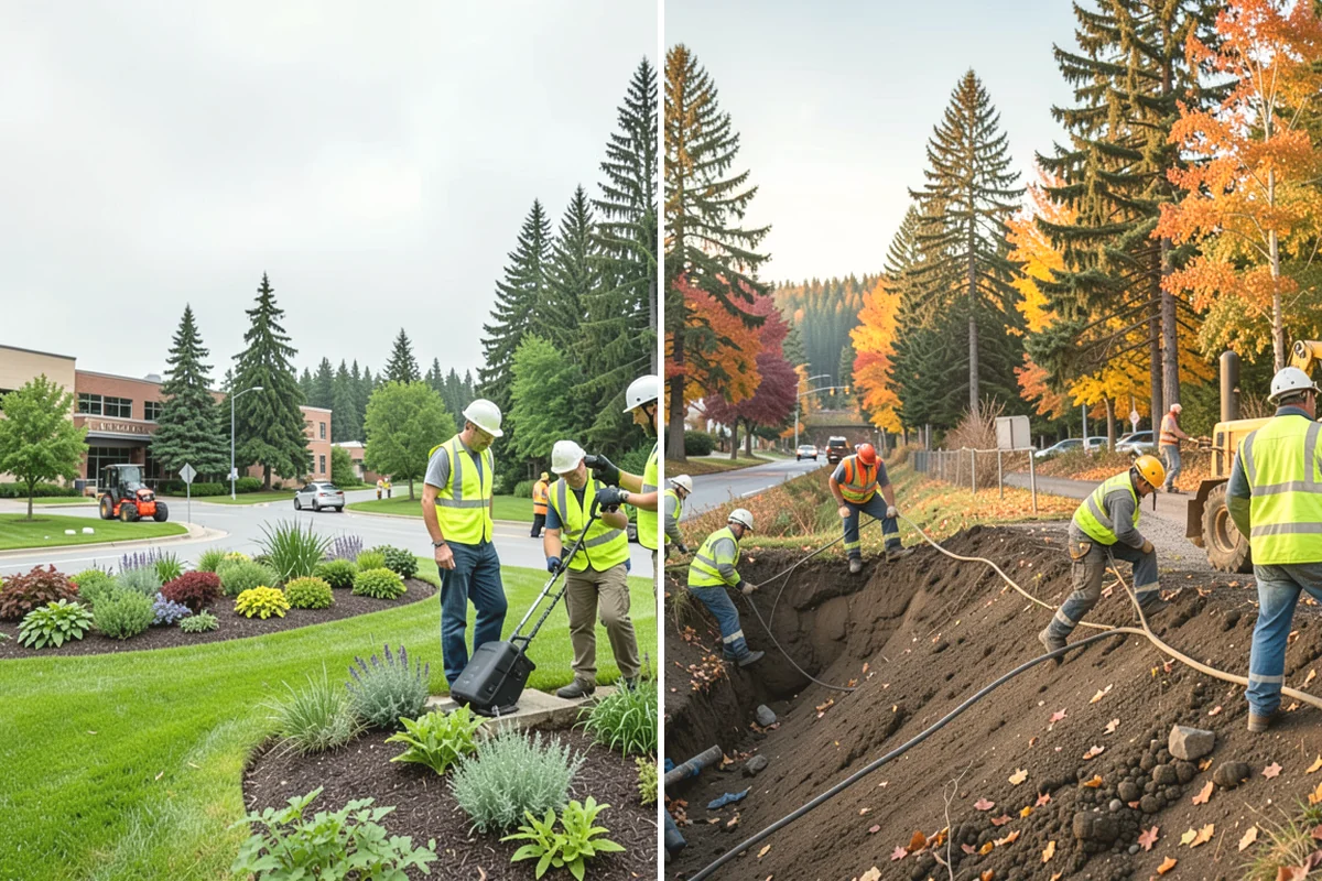 Cemetery Turf Maintenance in Tukwila, King County, WA - Map marker types and turf zones across the grounds