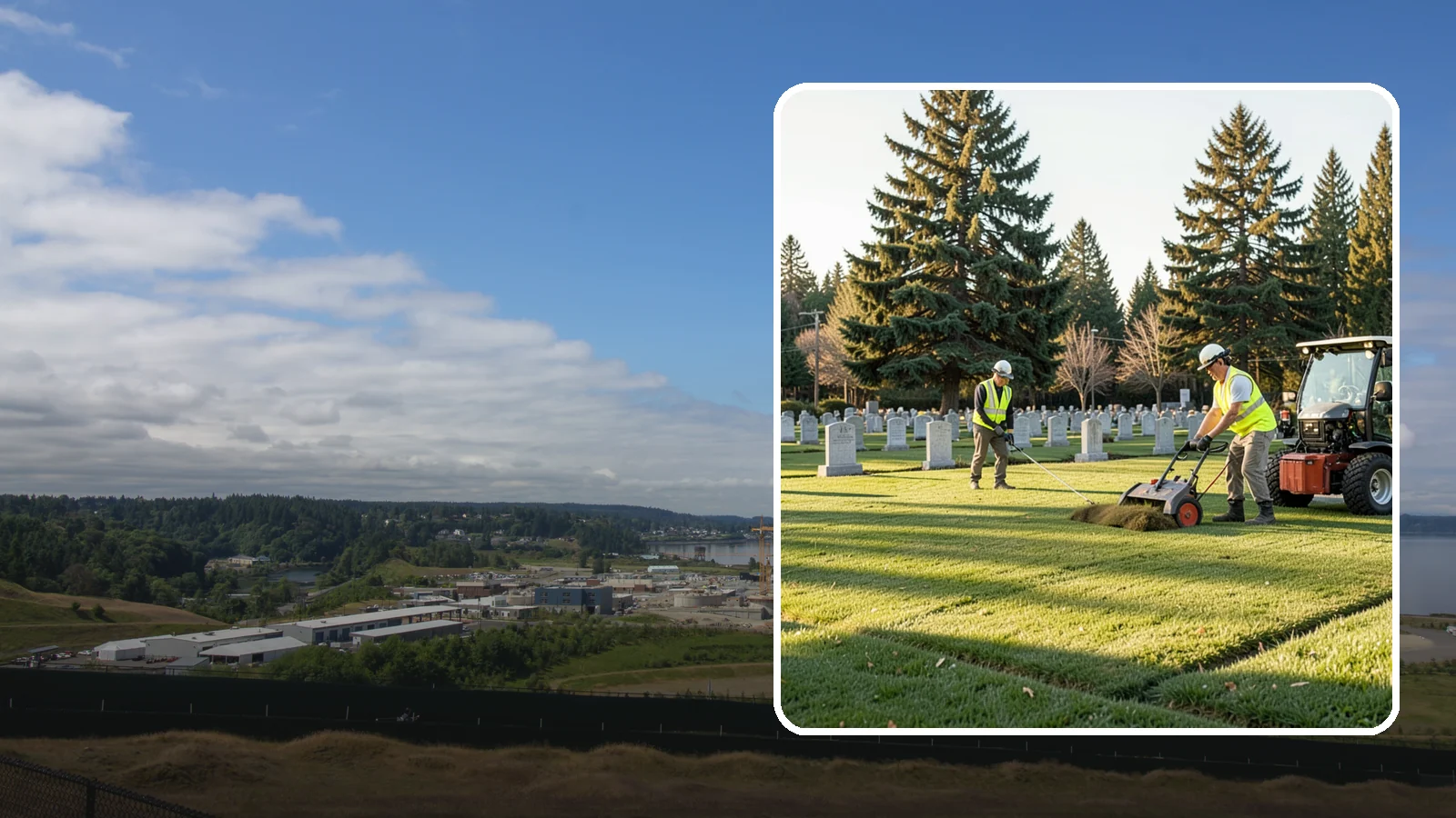 Cemetery Turf Maintenance in University Place, Pierce County, WA - Dignified turf care for cemetery lawns and burial grounds across Western Washington.