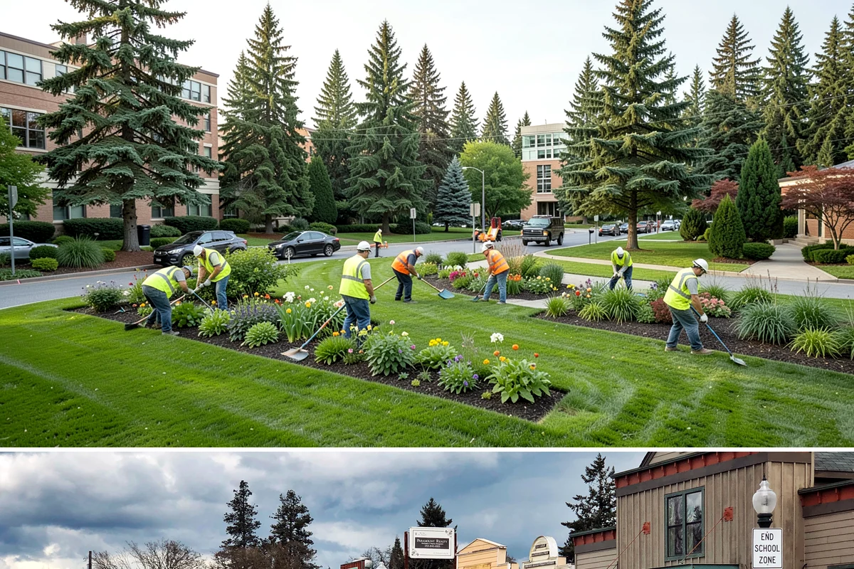 City Facilities Maintenance in Roy, Pierce County, WA - Detailed planting and display work concentrates in spring and early summer ahead of peak civic-event season.