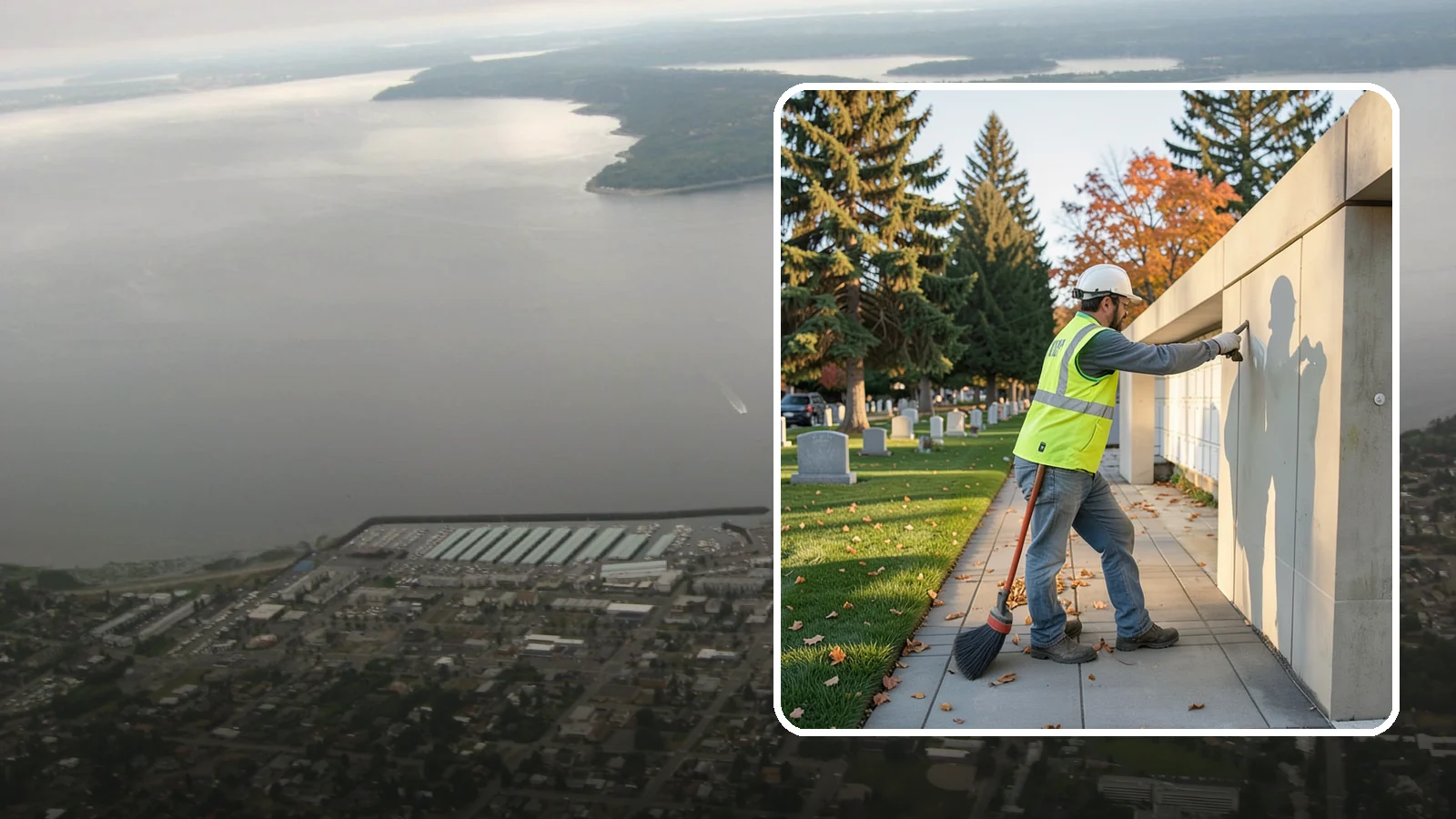 Columbarium Cleaning in Des Moines, King County, WA - Careful cleaning and upkeep of columbaria and niche walls at Western Washington cemeteries and memorial parks.