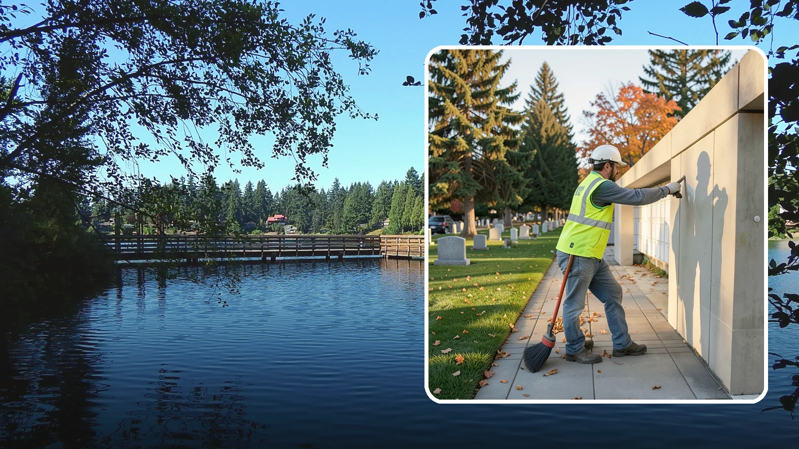 Columbarium Cleaning in Federal Way, King County, WA - Careful cleaning and upkeep of columbaria and niche walls at Western Washington cemeteries and memorial parks.
