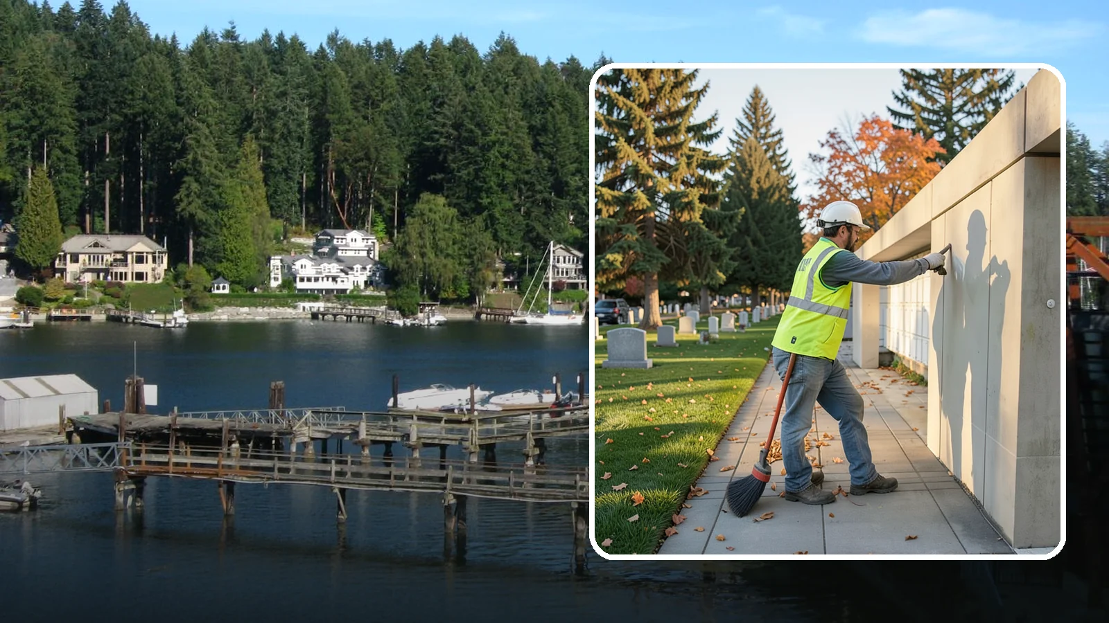 Columbarium Cleaning in Gig Harbor, Pierce County, WA - Careful cleaning and upkeep of columbaria and niche walls at Western Washington cemeteries and memorial parks.