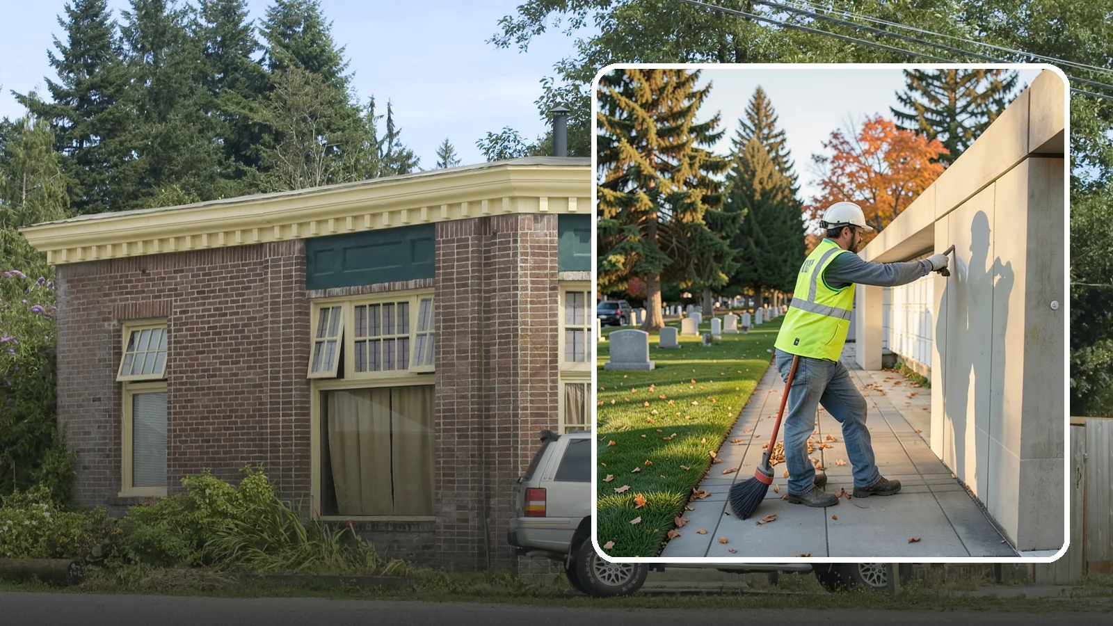 Columbarium Cleaning in Hamilton, Skagit County, WA - Careful cleaning and upkeep of columbaria and niche walls at Western Washington cemeteries and memorial parks.