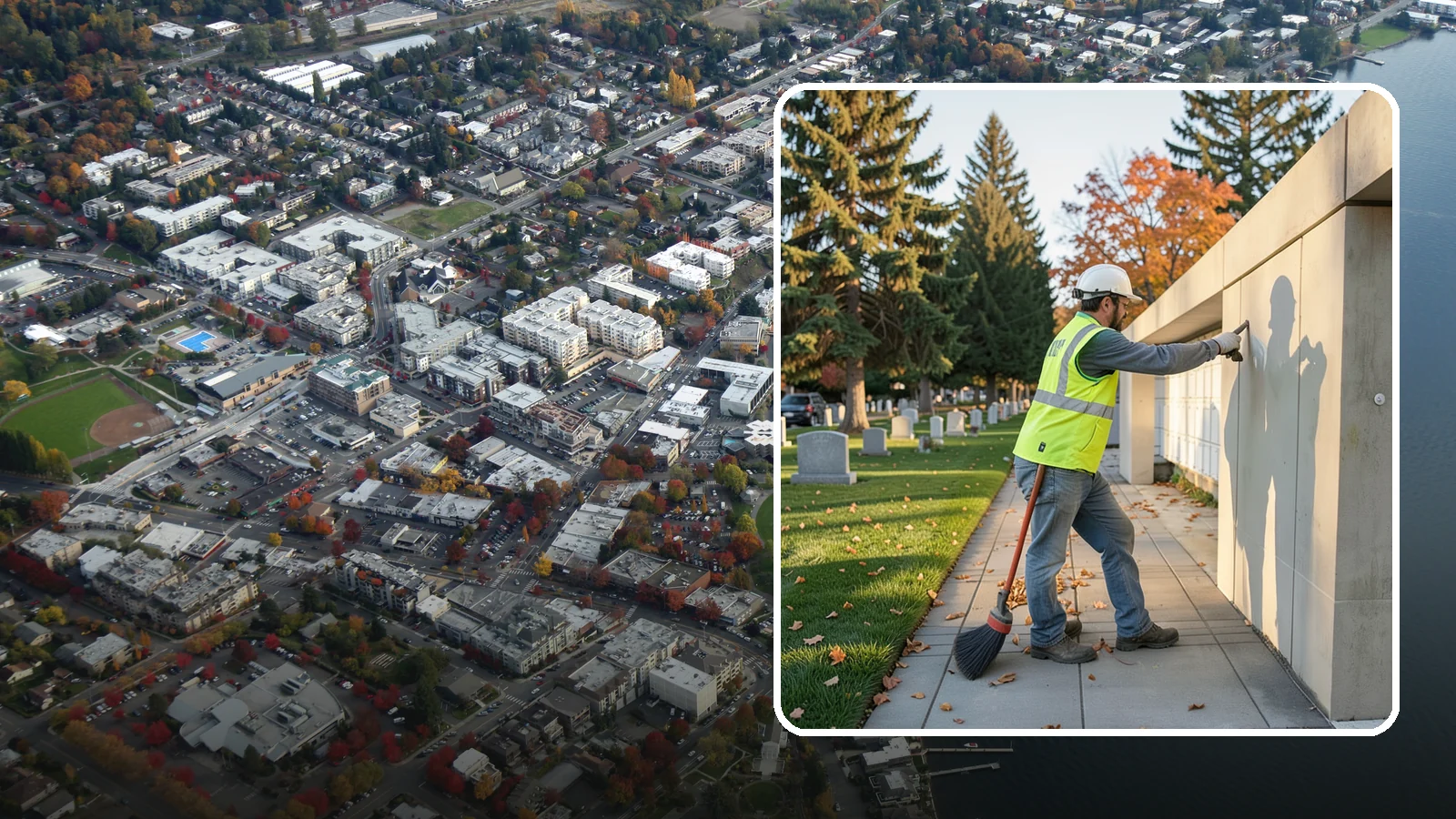 Columbarium Cleaning in Kirkland, King County, WA - Careful cleaning and upkeep of columbaria and niche walls at Western Washington cemeteries and memorial parks.