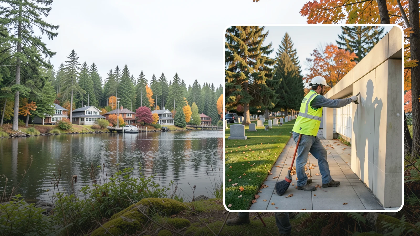 Columbarium Cleaning in La Conner, Skagit County, WA - Careful cleaning and upkeep of columbaria and niche walls at Western Washington cemeteries and memorial parks.