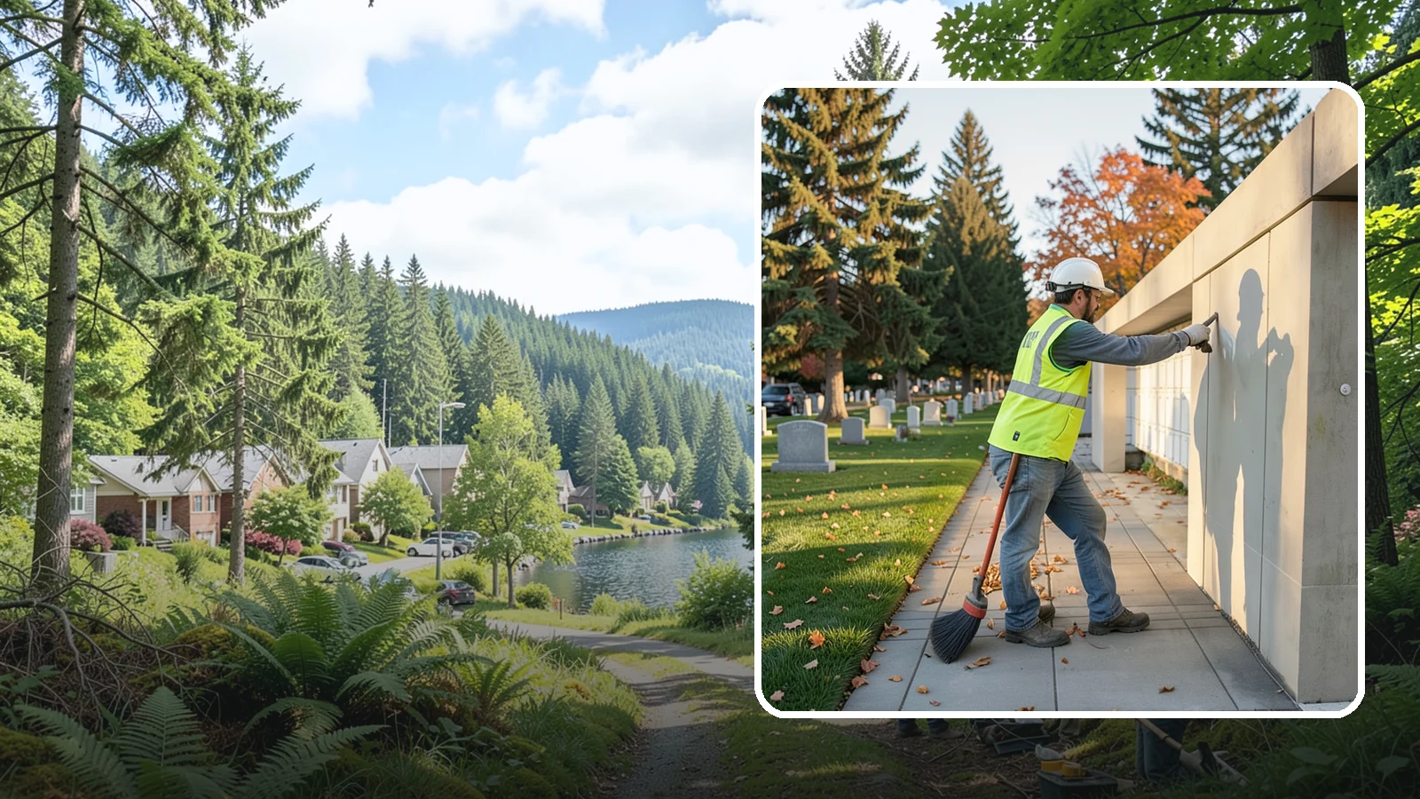 Columbarium Cleaning in Lake Forest Park, King County, WA - Careful cleaning and upkeep of columbaria and niche walls at Western Washington cemeteries and memorial parks.