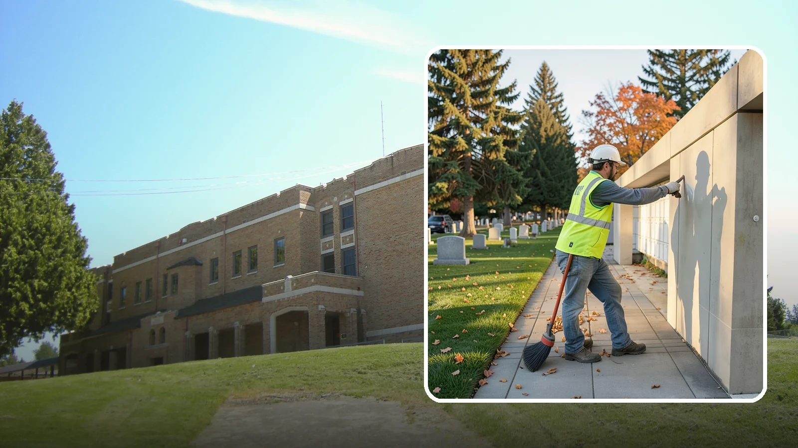 Columbarium Cleaning in Maple Valley, King County, WA - Careful cleaning and upkeep of columbaria and niche walls at Western Washington cemeteries and memorial parks.