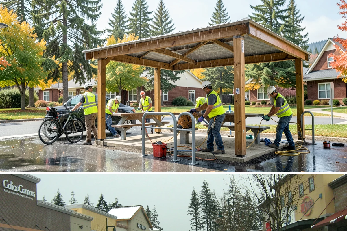 Columbarium Cleaning in Mill Creek, Snohomish County, WA - Cleaning is best scheduled in dry weather so panels and sealants cure and dry properly.