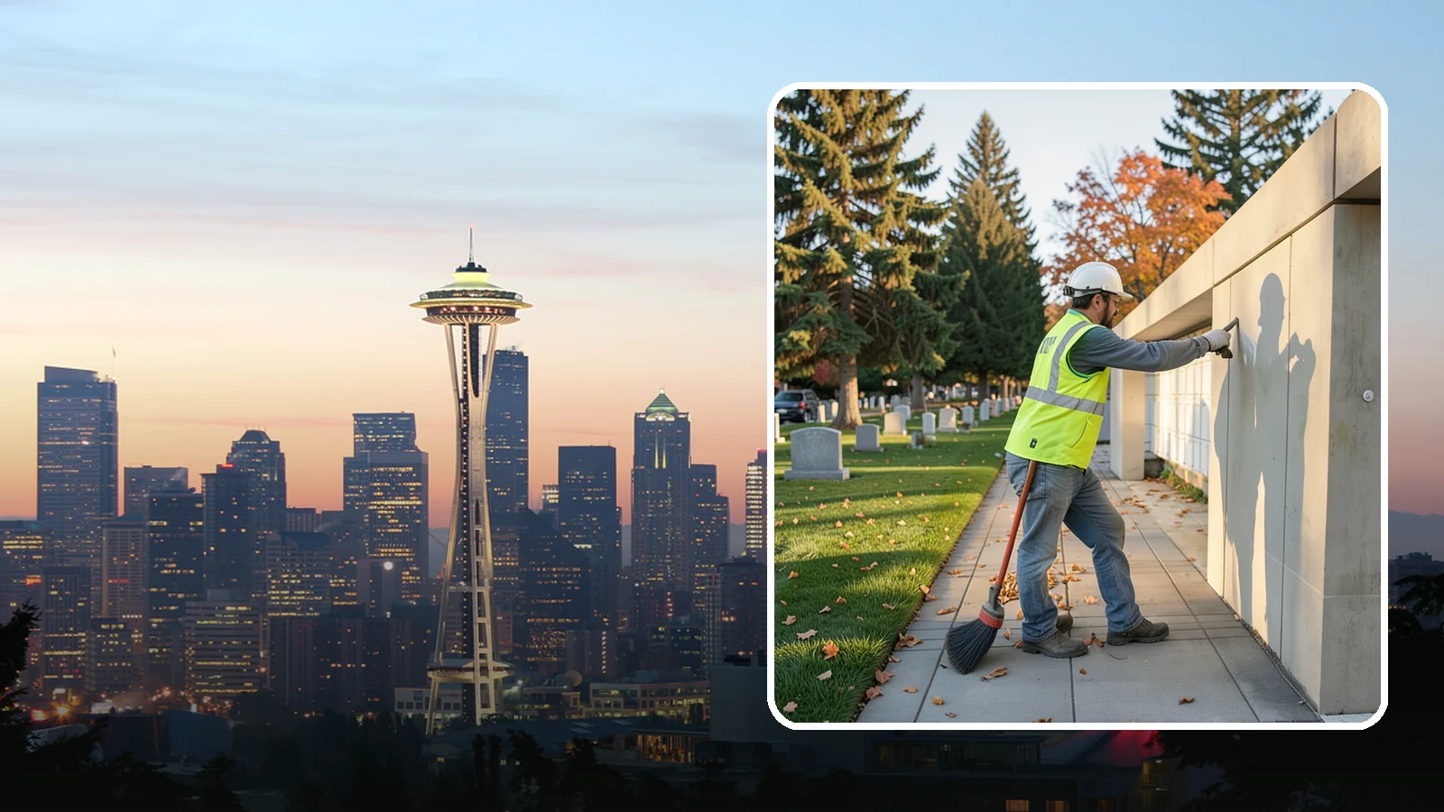 Columbarium Cleaning in Seattle, King County, WA - Careful cleaning and upkeep of columbaria and niche walls at Western Washington cemeteries and memorial parks.