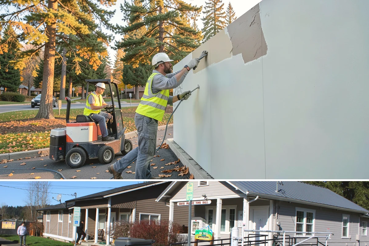 Columbarium Cleaning in South Prairie, Pierce County, WA - Cleaning is best scheduled in dry weather so panels and sealants cure and dry properly.