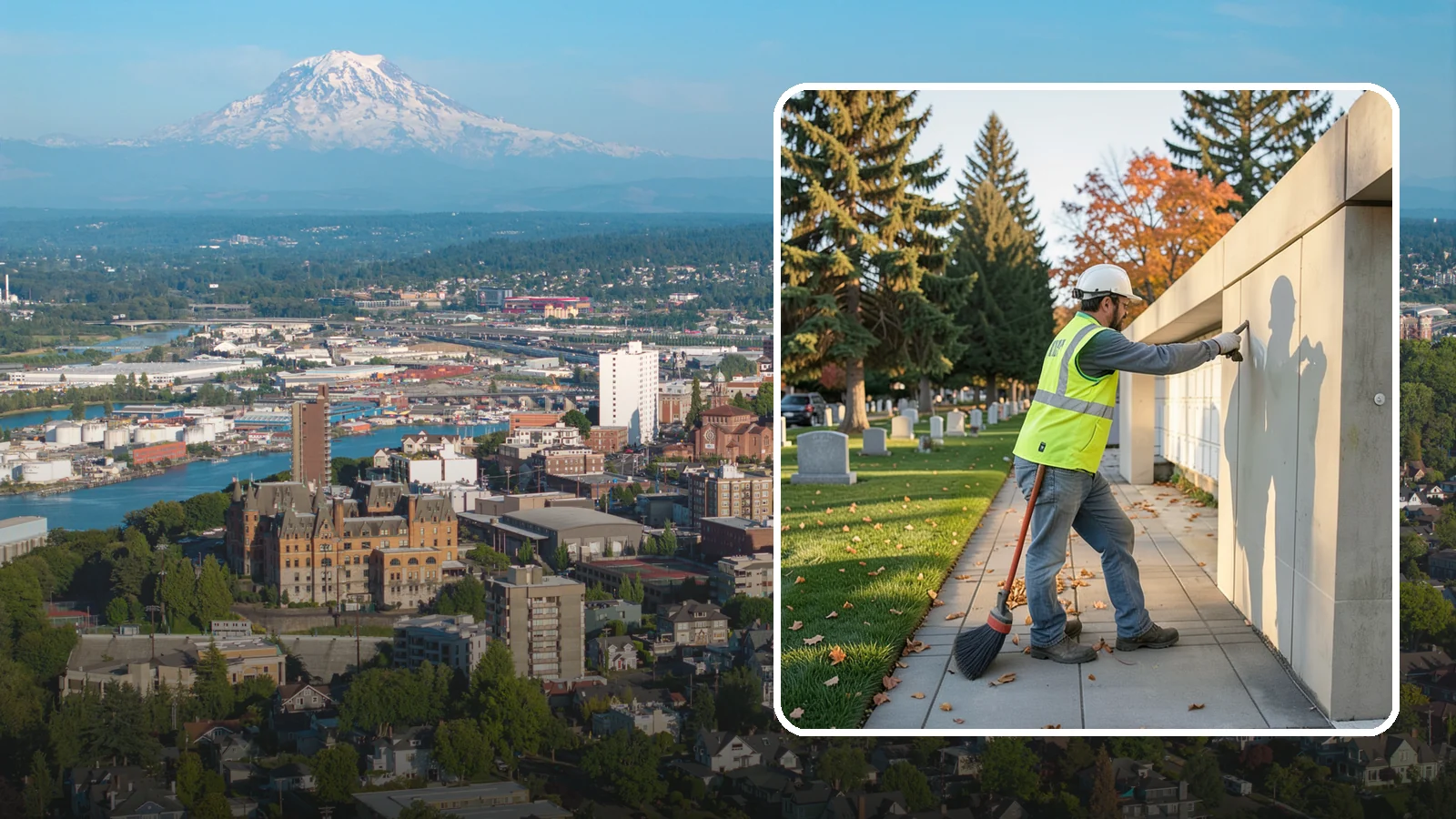 Columbarium Cleaning in Tacoma, Pierce County, WA - Careful cleaning and upkeep of columbaria and niche walls at Western Washington cemeteries and memorial parks.
