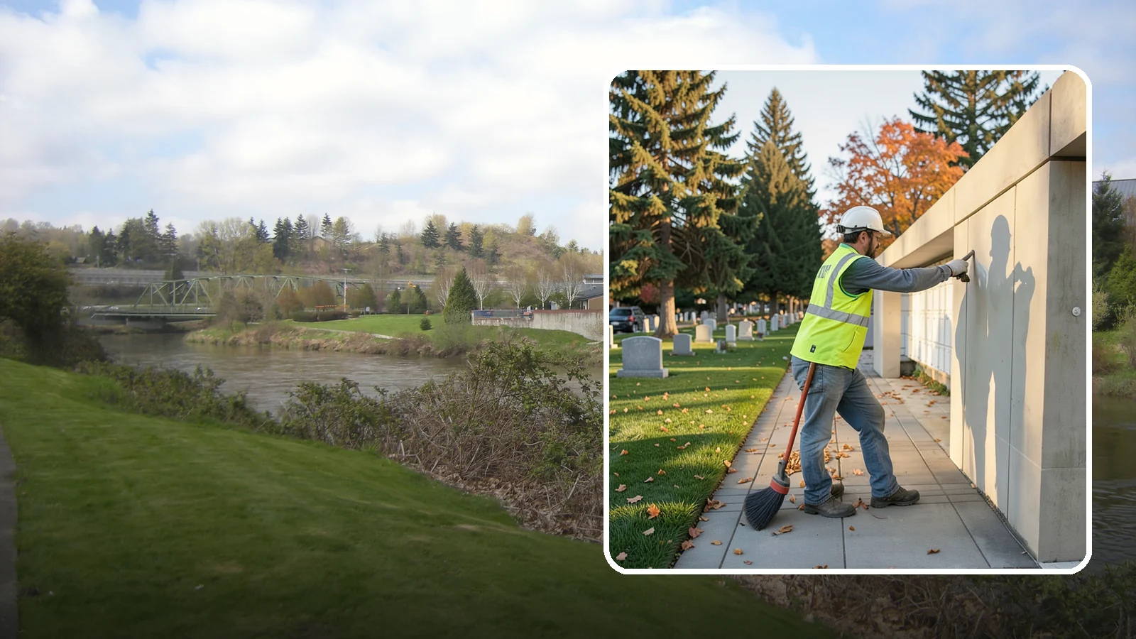Columbarium Cleaning in Tukwila, King County, WA - Careful cleaning and upkeep of columbaria and niche walls at Western Washington cemeteries and memorial parks.
