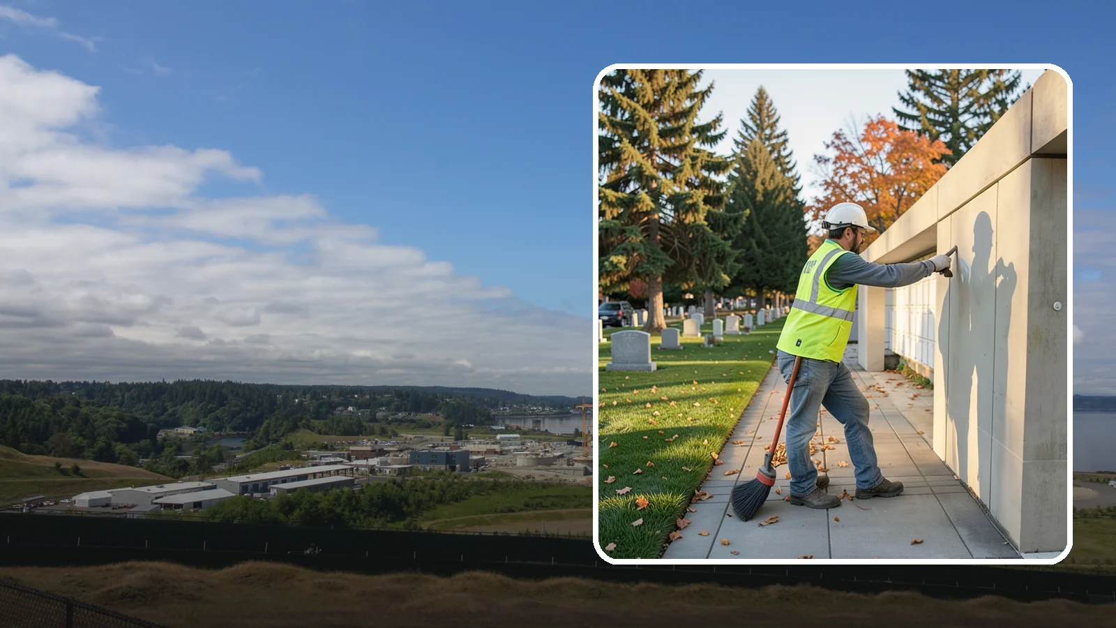 Columbarium Cleaning in University Place, Pierce County, WA - Careful cleaning and upkeep of columbaria and niche walls at Western Washington cemeteries and memorial parks.