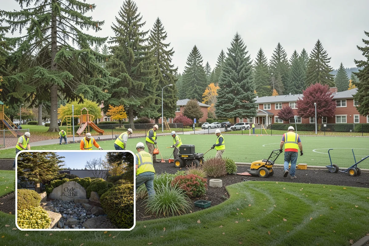 Community Garden Maintenance in Clyde Hill, King County, WA - Well-kept common areas that support volunteer gardeners