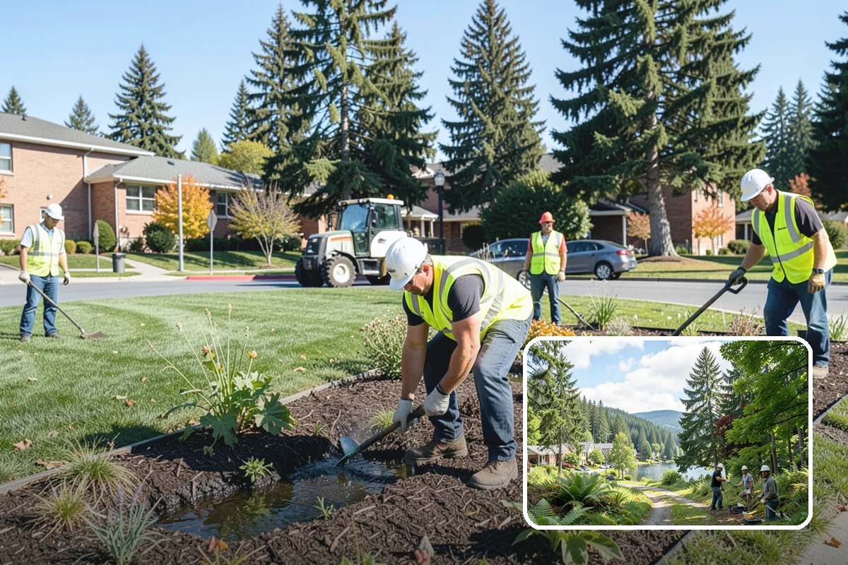 Community Garden Maintenance in Lake Forest Park, King County, WA - Well-kept common areas that support volunteer gardeners