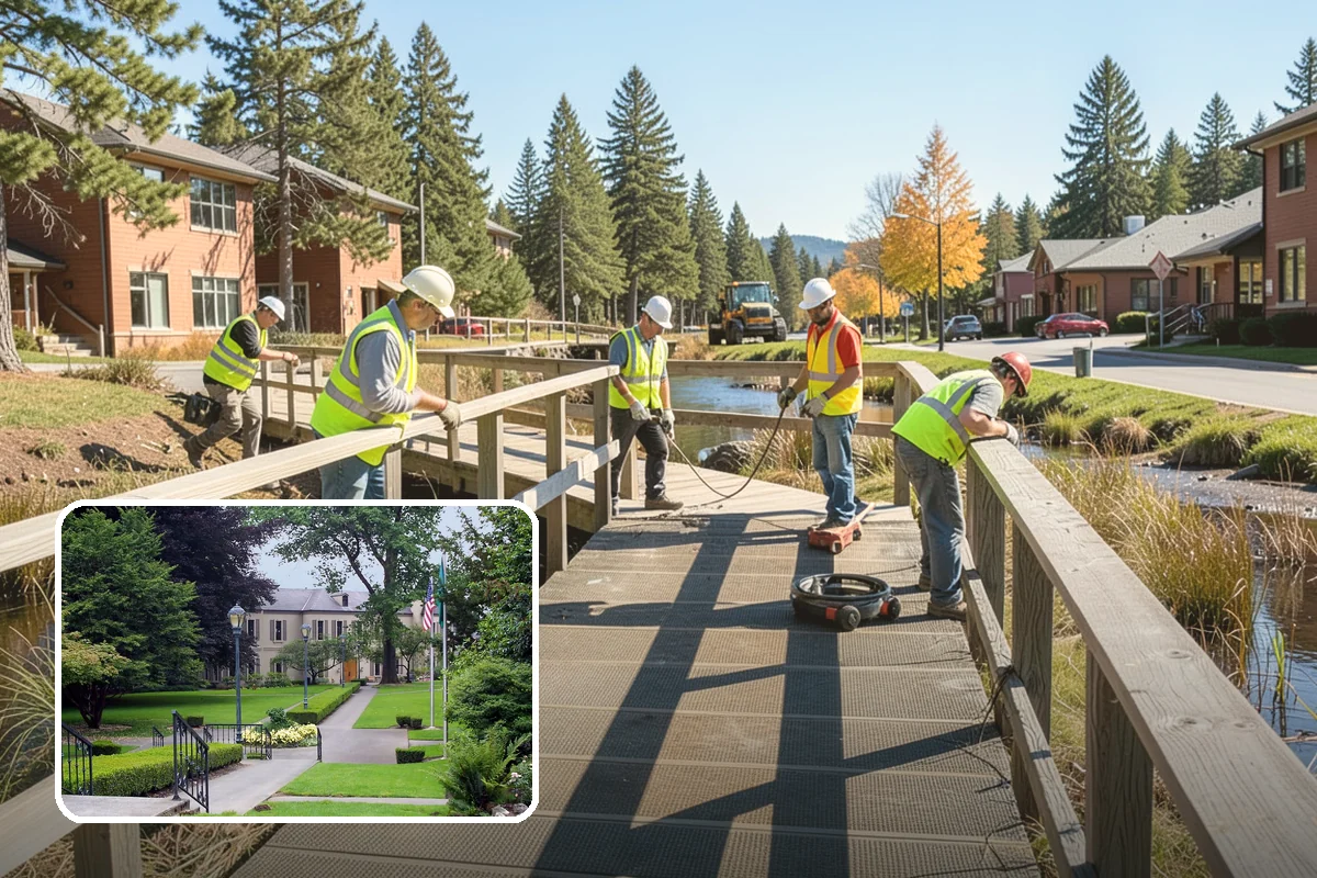 Community Garden Maintenance in Woodinville, King County, WA - Well-kept common areas that support volunteer gardeners
