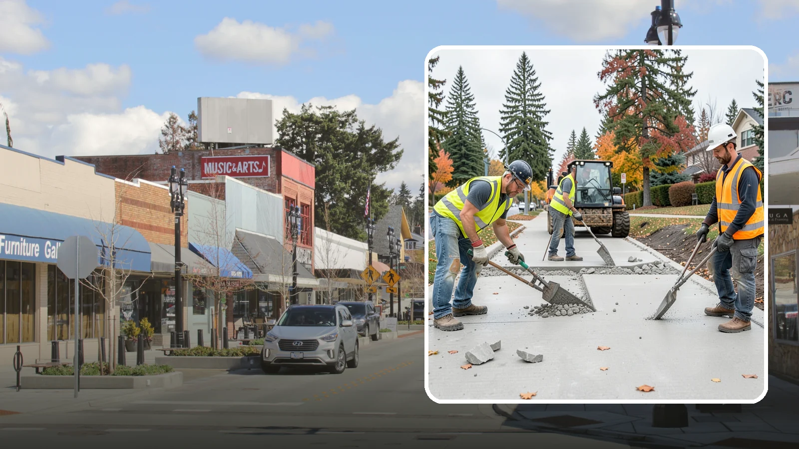 Concrete Demolition in Bothell, King County, WA - Selective concrete demolition and removal that clears the way for reconstruction and utility work.