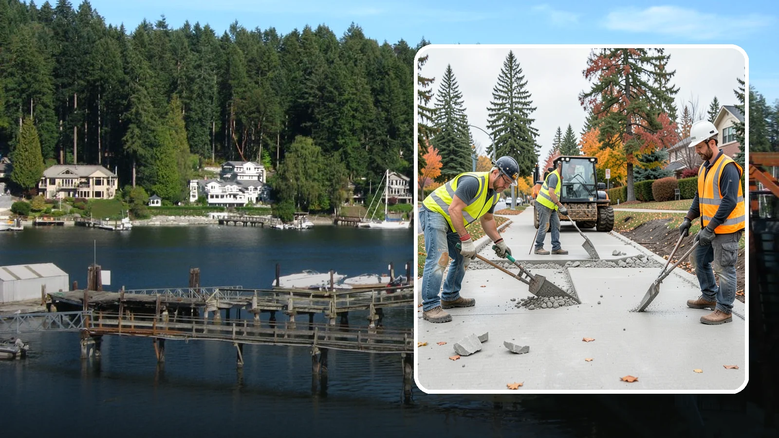 Concrete Demolition in Gig Harbor, Pierce County, WA - Selective concrete demolition and removal that clears the way for reconstruction and utility work.