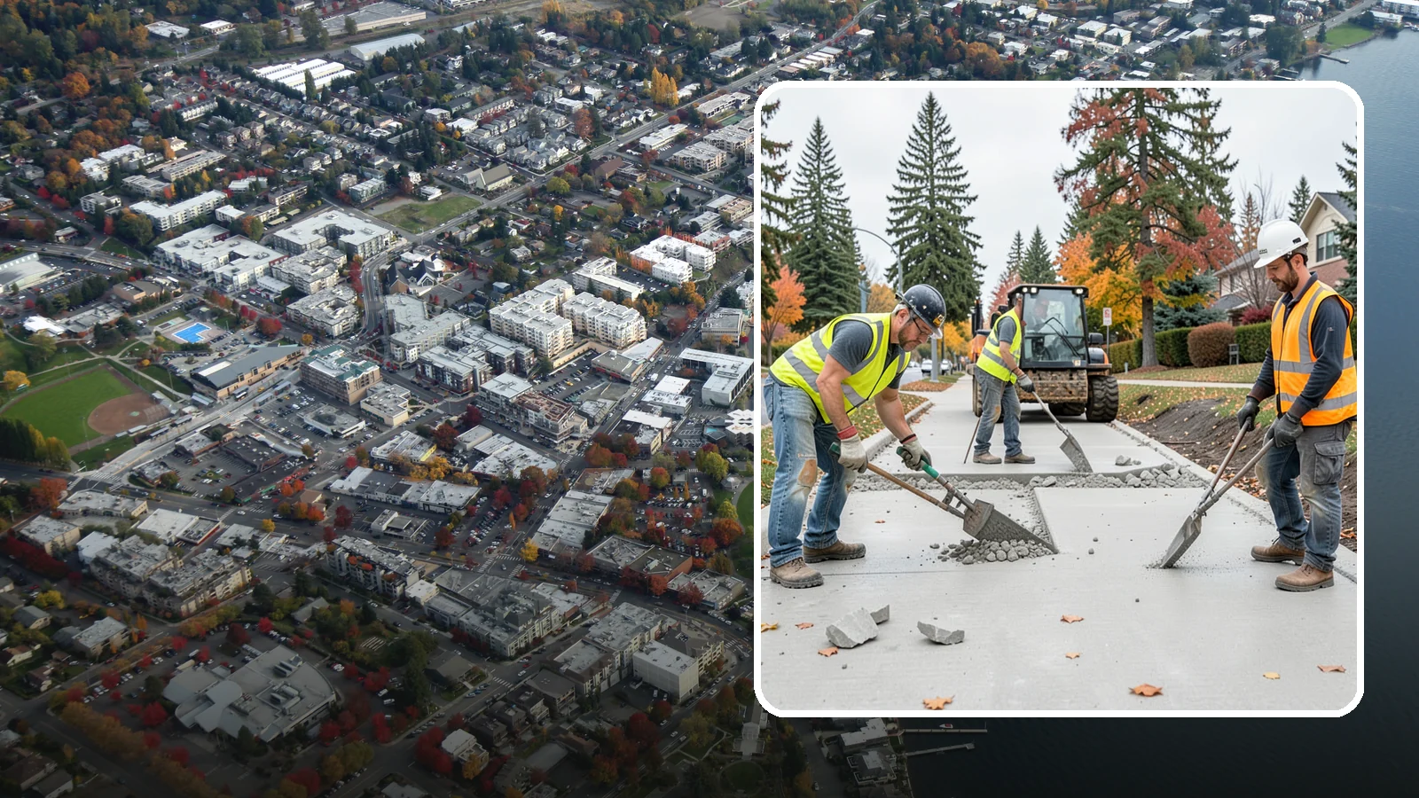 Concrete Demolition in Kirkland, King County, WA - Selective concrete demolition and removal that clears the way for reconstruction and utility work.