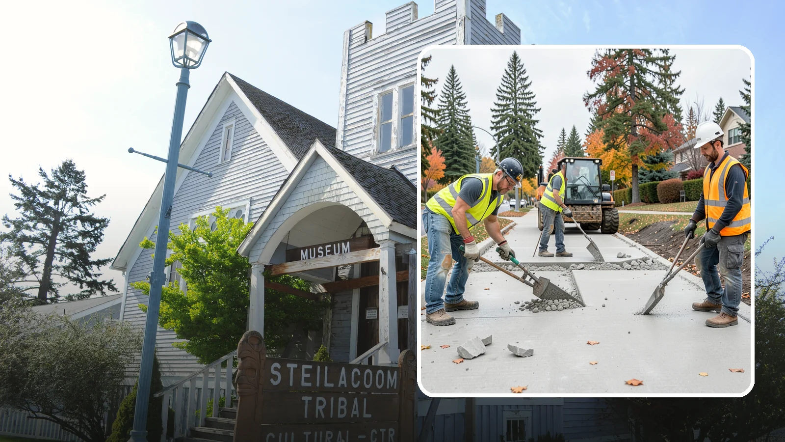 Concrete Demolition in Steilacoom, Pierce County, WA - Selective concrete demolition and removal that clears the way for reconstruction and utility work.