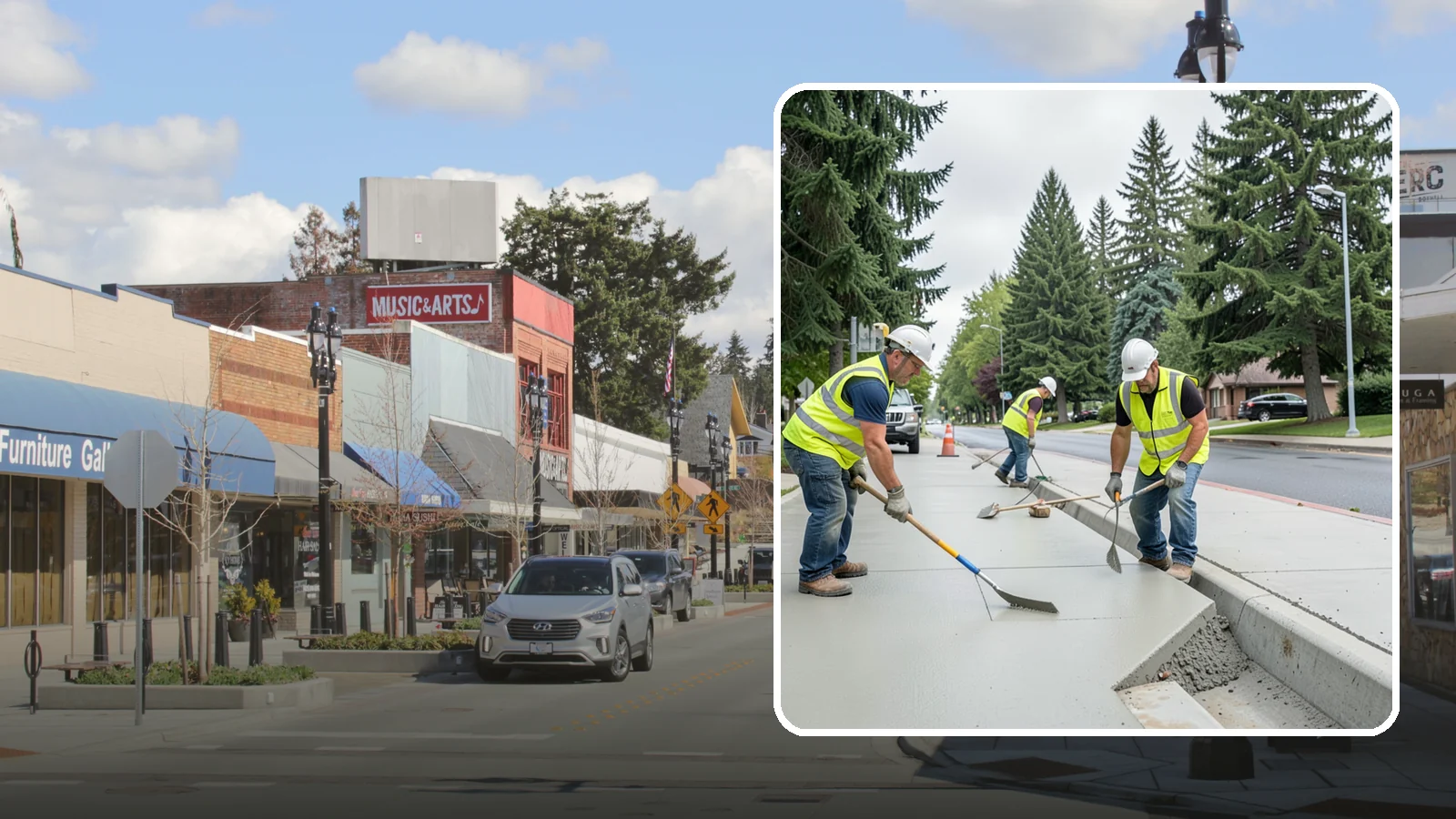 Concrete Flatwork in Bothell, King County, WA - Poured concrete flatwork for sidewalks, walkways, and public slabs across municipal facilities in Western Washington.