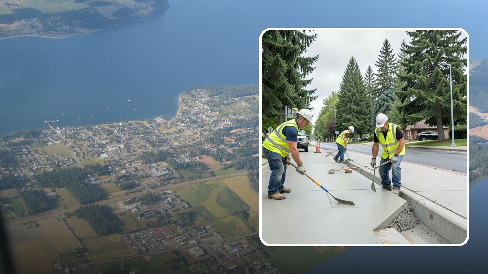 Concrete Flatwork in Coupeville, Island County, WA - Poured concrete flatwork for sidewalks, walkways, and public slabs across municipal facilities in Western Washington.