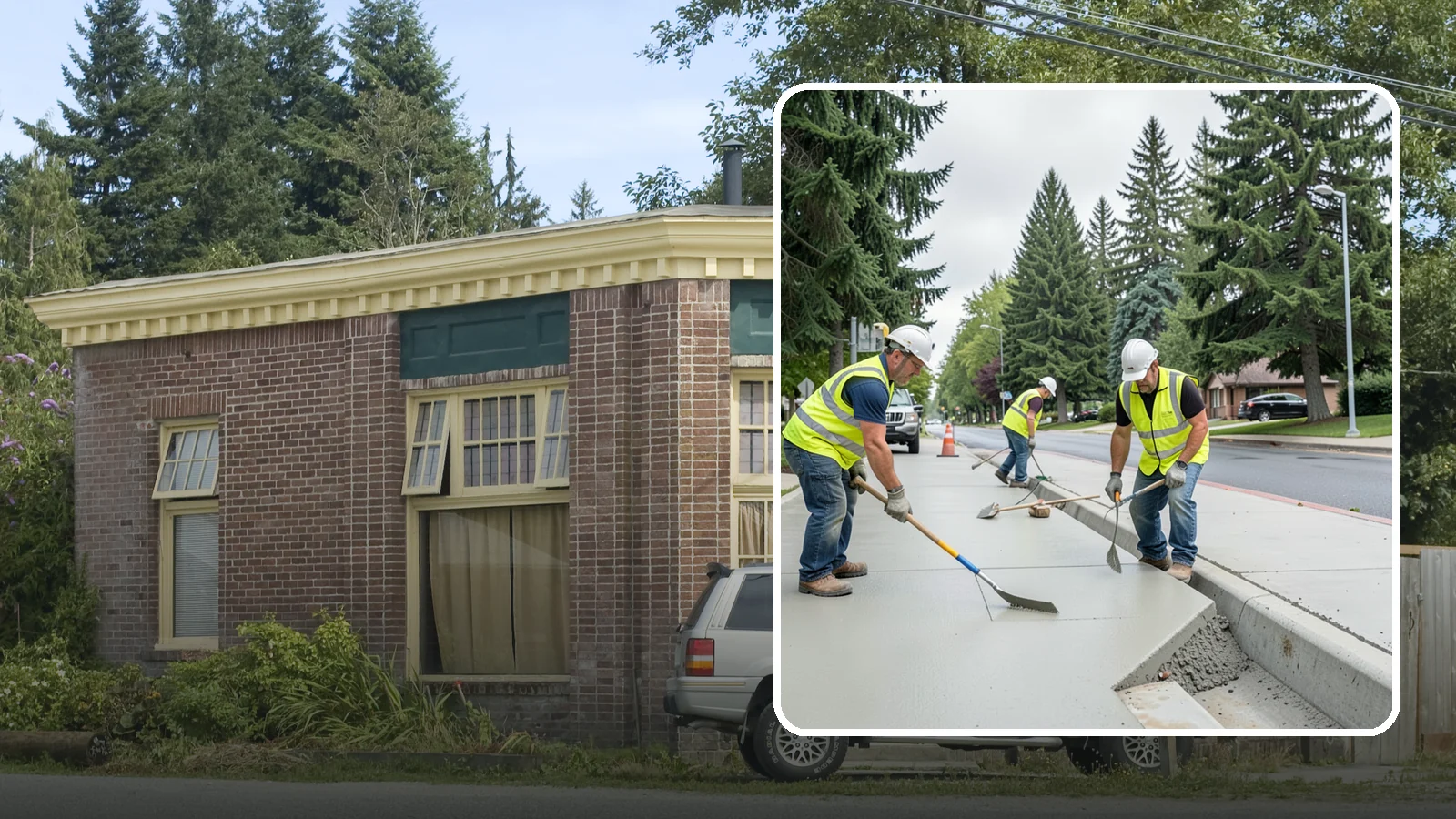 Concrete Flatwork in Hamilton, Skagit County, WA - Poured concrete flatwork for sidewalks, walkways, and public slabs across municipal facilities in Western Washington.