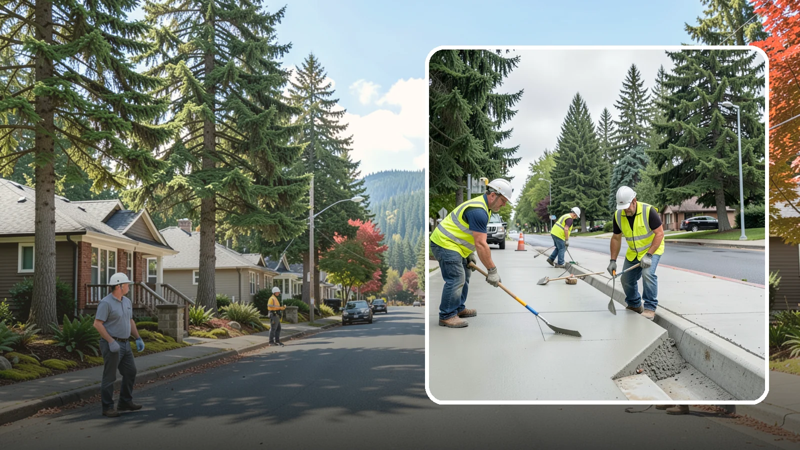 Concrete Flatwork in Hunts Point, King County, WA - Poured concrete flatwork for sidewalks, walkways, and public slabs across municipal facilities in Western Washington.