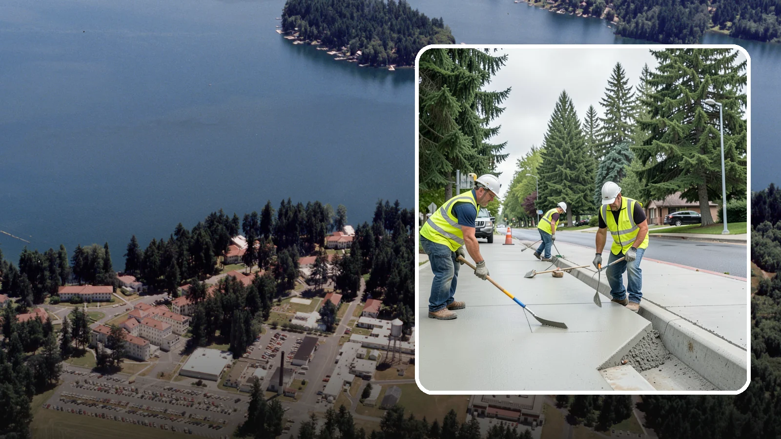 Concrete Flatwork in Lakewood, Pierce County, WA - Poured concrete flatwork for sidewalks, walkways, and public slabs across municipal facilities in Western Washington.