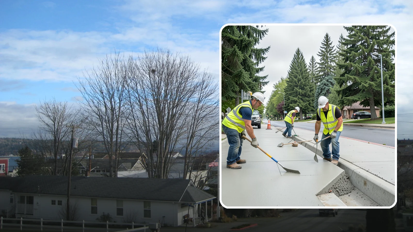 Concrete Flatwork in Langley, Island County, WA - Poured concrete flatwork for sidewalks, walkways, and public slabs across municipal facilities in Western Washington.