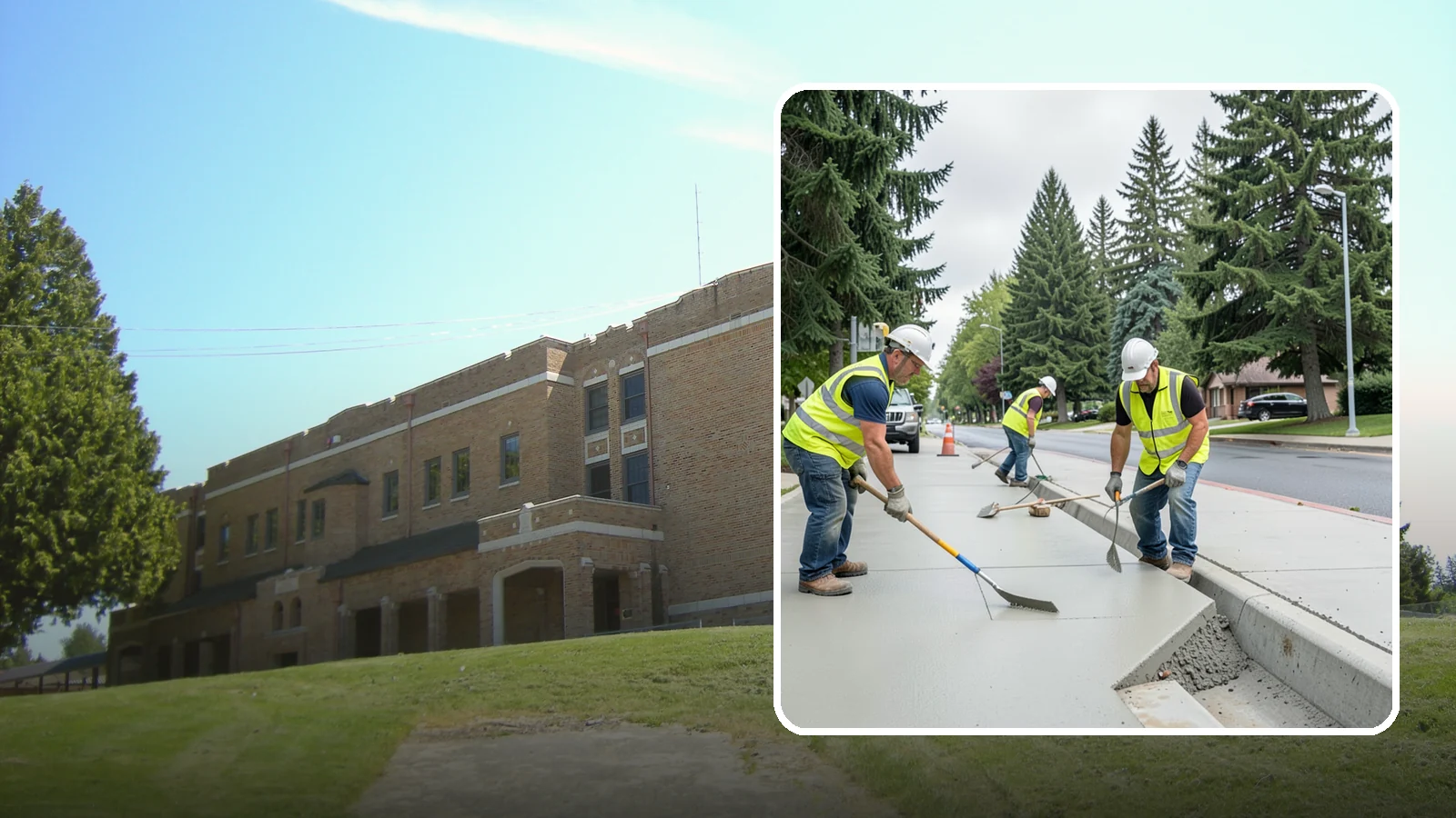 Concrete Flatwork in Maple Valley, King County, WA - Poured concrete flatwork for sidewalks, walkways, and public slabs across municipal facilities in Western Washington.