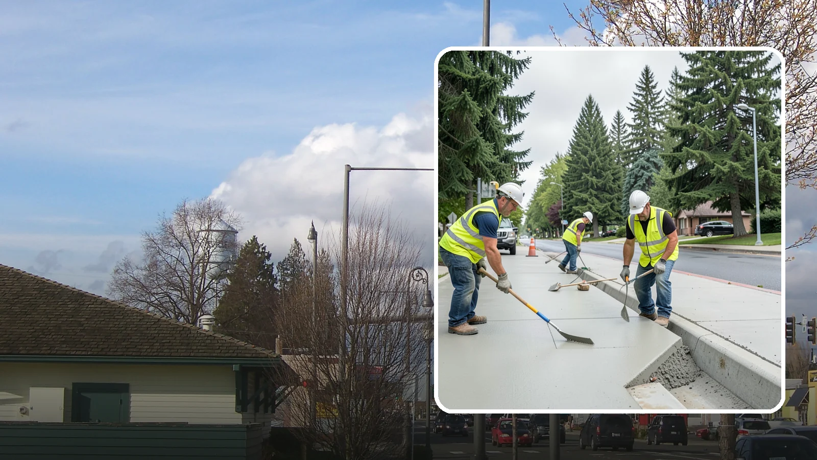 Concrete Flatwork in Marysville, Snohomish County, WA - Poured concrete flatwork for sidewalks, walkways, and public slabs across municipal facilities in Western Washington.